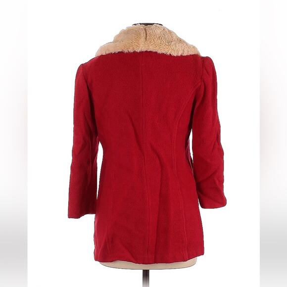HR Ruanhong kawaii red faux fur collar coat, size 160/84a m or - Picture 2 of 11